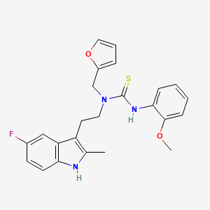 molecular formula C24H24FN3O2S B2871278 1-(2-(5-氟-2-甲基-1H-吲哚-3-基)乙基)-1-(呋喃-2-基甲基)-3-(2-甲氧基苯基)硫脲 CAS No. 851970-70-2