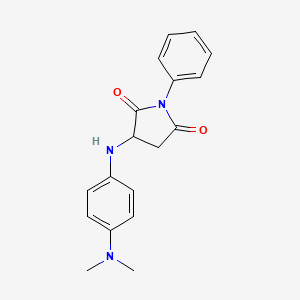 molecular formula C18H19N3O2 B2871291 3-((4-(二甲氨基)苯基)氨基)-1-苯基吡咯烷-2,5-二酮 CAS No. 1009537-29-4