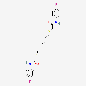 molecular formula C22H26F2N2O2S2 B2871293 2-((6-((2-(4-Fluoroanilino)-2-oxoethyl)sulfanyl)hexyl)sulfanyl)-N-(4-fluorophenyl)acetamide CAS No. 301194-12-7