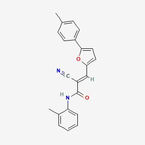 molecular formula C22H18N2O2 B2871294 (E)-2-cyano-N-(o-tolyl)-3-(5-(p-tolyl)furan-2-yl)acrylamide CAS No. 301177-14-0