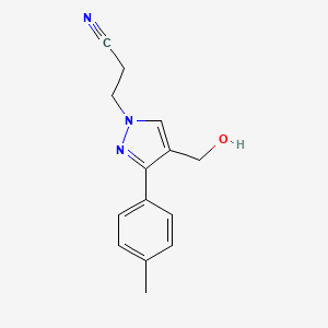 molecular formula C14H15N3O B2871295 3-[4-(Hydroxymethyl)-3-(4-methylphenyl)pyrazol-1-yl]propanenitrile CAS No. 957312-15-1