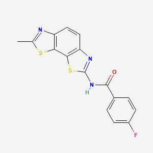 molecular formula C16H10FN3OS2 B2871296 4-fluoro-N-(7-methyl[1,3]thiazolo[4,5-g][1,3]benzothiazol-2-yl)benzamide CAS No. 313262-10-1
