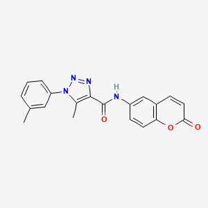 molecular formula C20H16N4O3 B2871307 5-methyl-N-(2-oxo-2H-chromen-6-yl)-1-(m-tolyl)-1H-1,2,3-triazole-4-carboxamide CAS No. 923131-17-3