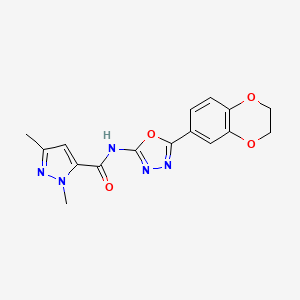 N-(5-(2,3-dihydrobenzo[b][1,4]dioxin-6-yl)-1,3,4-oxadiazol-2-yl)-1,3-dimethyl-1H-pyrazole-5-carboxamide