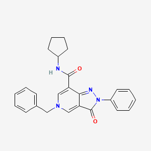 molecular formula C25H24N4O2 B2871310 5-benzyl-N-cyclopentyl-3-oxo-2-phenyl-3,5-dihydro-2H-pyrazolo[4,3-c]pyridine-7-carboxamide CAS No. 923150-95-2