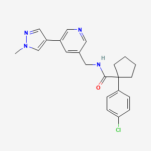 molecular formula C22H23ClN4O B2871316 1-(4-chlorophenyl)-N-((5-(1-methyl-1H-pyrazol-4-yl)pyridin-3-yl)methyl)cyclopentanecarboxamide CAS No. 2034461-09-9