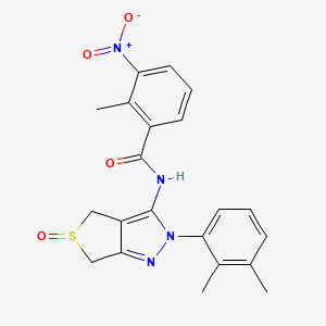 molecular formula C21H20N4O4S B2871317 N-[2-(2,3-二甲基苯基)-5-氧代-4,6-二氢噻吩并[3,4-c]吡唑-3-基]-2-甲基-3-硝基苯甲酰胺 CAS No. 1019099-61-6