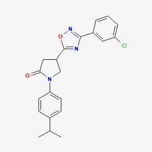 molecular formula C21H20ClN3O2 B2871319 4-(3-(3-Chlorophenyl)-1,2,4-oxadiazol-5-yl)-1-(4-isopropylphenyl)pyrrolidin-2-one CAS No. 941998-17-0