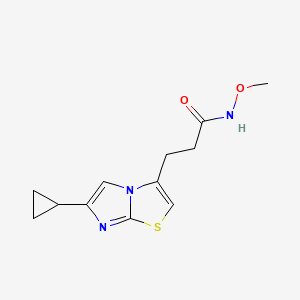 molecular formula C12H15N3O2S B2871322 3-(6-cyclopropylimidazo[2,1-b]thiazol-3-yl)-N-methoxypropanamide CAS No. 1334372-20-1