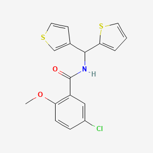 molecular formula C17H14ClNO2S2 B2871330 5-氯-2-甲氧基-N-(噻吩-2-基(噻吩-3-基)甲基)苯甲酰胺 CAS No. 2034332-49-3