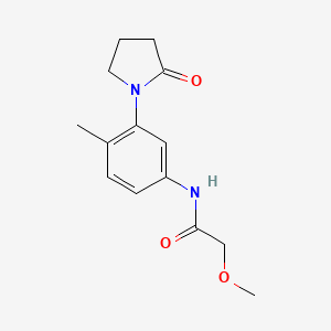 molecular formula C14H18N2O3 B2871345 2-methoxy-N-(4-methyl-3-(2-oxopyrrolidin-1-yl)phenyl)acetamide CAS No. 923104-00-1