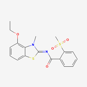 molecular formula C18H18N2O4S2 B2871350 N-(4-ethoxy-3-methyl-1,3-benzothiazol-2-ylidene)-2-methylsulfonylbenzamide CAS No. 896269-97-9
