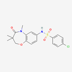 molecular formula C18H19ClN2O4S B2871369 4-chloro-N-(3,3,5-trimethyl-4-oxo-2,3,4,5-tetrahydrobenzo[b][1,4]oxazepin-7-yl)benzenesulfonamide CAS No. 922023-05-0