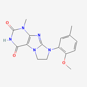 molecular formula C16H17N5O3 B2871372 8-(2-甲氧基-5-甲基苯基)-1-甲基-7,8-二氢-1H-咪唑并[2,1-f]嘌呤-2,4(3H,6H)-二酮 CAS No. 878441-23-7