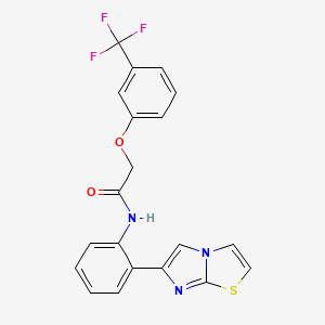 molecular formula C20H14F3N3O2S B2871373 N-(2-(咪唑并[2,1-b]噻唑-6-基)苯基)-2-(3-(三氟甲基)苯氧基)乙酰胺 CAS No. 1788560-95-1