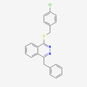 molecular formula C22H17ClN2S B2871377 1-苄基-4-[(4-氯苄基)硫基]酞嗪 CAS No. 338417-98-4