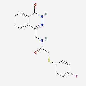 molecular formula C17H14FN3O2S B2871378 2-((4-fluorophenyl)thio)-N-((4-oxo-3,4-dihydrophthalazin-1-yl)methyl)acetamide CAS No. 1207019-15-5