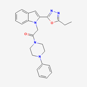 molecular formula C24H25N5O2 B2871382 2-(2-(5-ethyl-1,3,4-oxadiazol-2-yl)-1H-indol-1-yl)-1-(4-phenylpiperazin-1-yl)ethanone CAS No. 941927-69-1