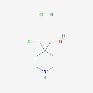 molecular formula C7H15Cl2NO B2871409 (4-(Chloromethyl)piperidin-4-yl)methanol hydrochloride CAS No. 1326303-35-8