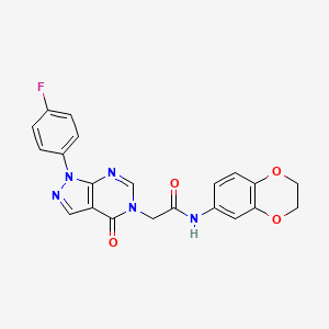 molecular formula C21H16FN5O4 B2871411 N-(2,3-二氢苯并[b][1,4]二噁英-6-基)-2-(1-(4-氟苯基)-4-氧代-1H-吡唑并[3,4-d]嘧啶-5(4H)-基)乙酰胺 CAS No. 852450-56-7