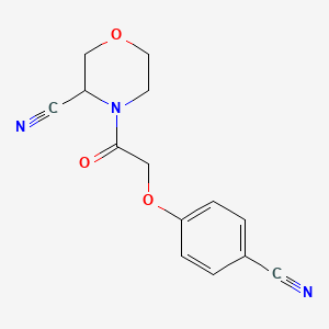 molecular formula C14H13N3O3 B2871415 4-[2-(4-Cyanophenoxy)acetyl]morpholine-3-carbonitrile CAS No. 2224288-34-8