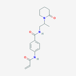 molecular formula C18H23N3O3 B2871419 N-[2-(2-Oxopiperidin-1-yl)propyl]-4-(prop-2-enoylamino)benzamide CAS No. 2361723-24-0