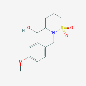 molecular formula C13H19NO4S B2871422 3-(Hydroxymethyl)-2-(4-methoxybenzyl)-1,2-thiazinane 1,1-dioxide CAS No. 2177258-88-5