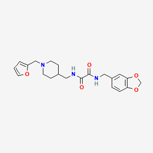 molecular formula C21H25N3O5 B2871423 N1-(benzo[d][1,3]dioxol-5-ylmethyl)-N2-((1-(furan-2-ylmethyl)piperidin-4-yl)methyl)oxalamide CAS No. 953230-04-1