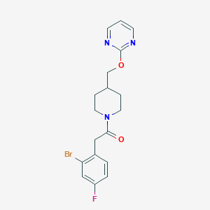 molecular formula C18H19BrFN3O2 B2871425 2-(2-Bromo-4-fluorophenyl)-1-[4-(pyrimidin-2-yloxymethyl)piperidin-1-yl]ethanone CAS No. 2379994-68-8