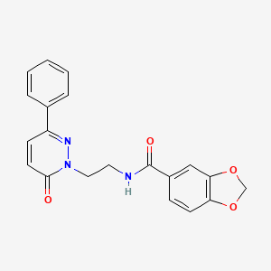 molecular formula C20H17N3O4 B2871426 N-(2-(6-氧代-3-苯基吡哒嗪-1(6H)-基)乙基)苯并[d][1,3]二噁英-5-甲酰胺 CAS No. 921528-14-5