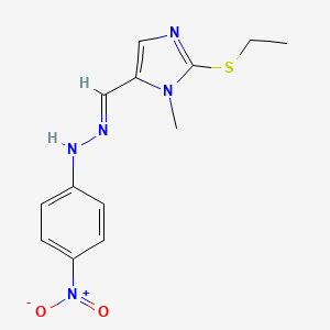 molecular formula C13H15N5O2S B2871429 2-(ethylsulfanyl)-1-methyl-1H-imidazole-5-carbaldehyde N-(4-nitrophenyl)hydrazone CAS No. 477845-52-6