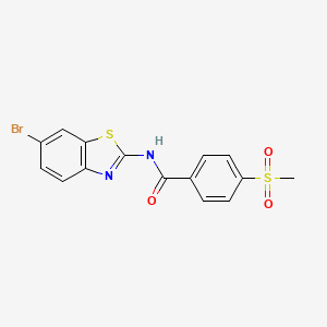 molecular formula C15H11BrN2O3S2 B2871431 N-(6-bromobenzo[d]thiazol-2-yl)-4-(methylsulfonyl)benzamide CAS No. 896336-24-6