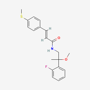 molecular formula C20H22FNO2S B2871437 (E)-N-(2-(2-fluorophenyl)-2-methoxypropyl)-3-(4-(methylthio)phenyl)acrylamide CAS No. 1798299-06-5