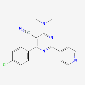 molecular formula C18H14ClN5 B2871438 4-(4-氯苯基)-6-(二甲氨基)-2-(4-吡啶基)-5-嘧啶甲腈 CAS No. 320417-91-2