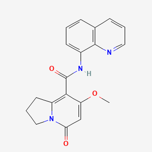 molecular formula C19H17N3O3 B2871454 7-methoxy-5-oxo-N-(quinolin-8-yl)-1,2,3,5-tetrahydroindolizine-8-carboxamide CAS No. 2034420-65-8