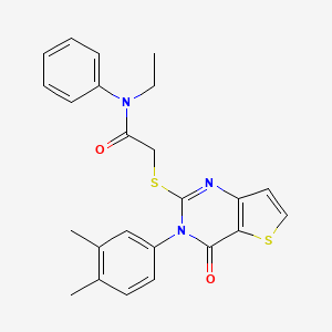 molecular formula C24H23N3O2S2 B2871472 2-{[3-(3,4-dimethylphenyl)-4-oxo-3,4-dihydrothieno[3,2-d]pyrimidin-2-yl]sulfanyl}-N-ethyl-N-phenylacetamide CAS No. 1252916-26-9