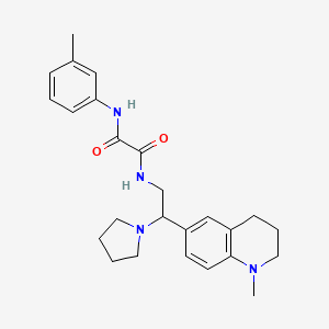 molecular formula C25H32N4O2 B2871474 N-(3-methylphenyl)-N'-[2-(1-methyl-1,2,3,4-tetrahydroquinolin-6-yl)-2-pyrrolidin-1-ylethyl]ethanediamide CAS No. 921923-94-6