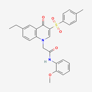 molecular formula C27H26N2O5S B2871492 2-(6-乙基-4-氧代-3-甲苯磺酰基喹啉-1(4H)-基)-N-(2-甲氧基苯基)乙酰胺 CAS No. 902444-99-9