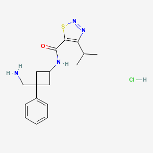 molecular formula C17H23ClN4OS B2871501 N-[3-(氨甲基)-3-苯基环丁基]-4-丙-2-基噻二唑-5-甲酰胺；盐酸盐 CAS No. 2418734-44-6