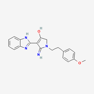 molecular formula C20H20N4O2 B2871504 5-amino-4-(1H-benzo[d]imidazol-2-yl)-1-(4-methoxyphenethyl)-1H-pyrrol-3(2H)-one CAS No. 881567-40-4