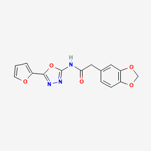 molecular formula C15H11N3O5 B2871514 2-(benzo[d][1,3]dioxol-5-yl)-N-(5-(furan-2-yl)-1,3,4-oxadiazol-2-yl)acetamide CAS No. 921923-66-2