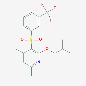molecular formula C18H20F3NO3S B2871516 2-Isobutoxy-4,6-dimethyl-3-pyridinyl 3-(trifluoromethyl)phenyl sulfone CAS No. 339276-76-5