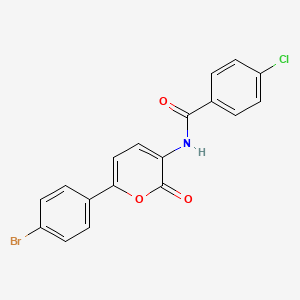 molecular formula C18H11BrClNO3 B2871517 N-[6-(4-bromophenyl)-2-oxo-2H-pyran-3-yl]-4-chlorobenzenecarboxamide CAS No. 478043-22-0