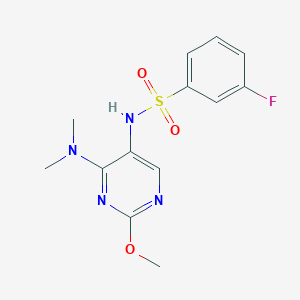 molecular formula C13H15FN4O3S B2871530 N-(4-(二甲氨基)-2-甲氧基嘧啶-5-基)-3-氟苯磺酰胺 CAS No. 1797659-99-4