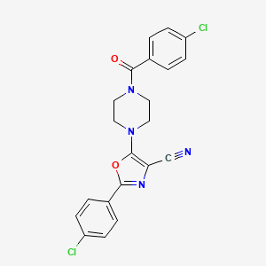 molecular formula C21H16Cl2N4O2 B2871532 5-(4-(4-Chlorobenzoyl)piperazin-1-yl)-2-(4-chlorophenyl)oxazole-4-carbonitrile CAS No. 903863-96-7