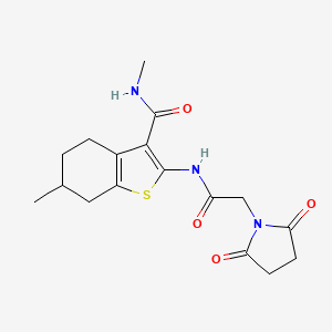 molecular formula C17H21N3O4S B2871535 2-(2-(2,5-dioxopyrrolidin-1-yl)acetamido)-N,6-dimethyl-4,5,6,7-tetrahydrobenzo[b]thiophene-3-carboxamide CAS No. 892981-97-4