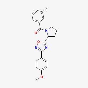 molecular formula C21H21N3O3 B2871538 3-(4-Methoxyphenyl)-5-[1-(3-methylbenzoyl)pyrrolidin-2-yl]-1,2,4-oxadiazole CAS No. 1789050-96-9