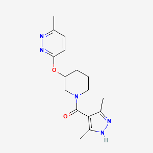 molecular formula C16H21N5O2 B2871546 (3,5-dimethyl-1H-pyrazol-4-yl)(3-((6-methylpyridazin-3-yl)oxy)piperidin-1-yl)methanone CAS No. 2034208-53-0