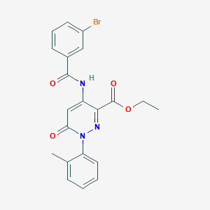 molecular formula C21H18BrN3O4 B2871548 Ethyl 4-(3-bromobenzamido)-6-oxo-1-(o-tolyl)-1,6-dihydropyridazine-3-carboxylate CAS No. 941885-77-4