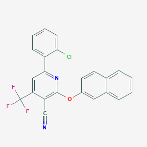 molecular formula C23H12ClF3N2O B2871553 6-(2-氯苯基)-2-(2-萘氧基)-4-(三氟甲基)烟酰腈 CAS No. 478049-44-4